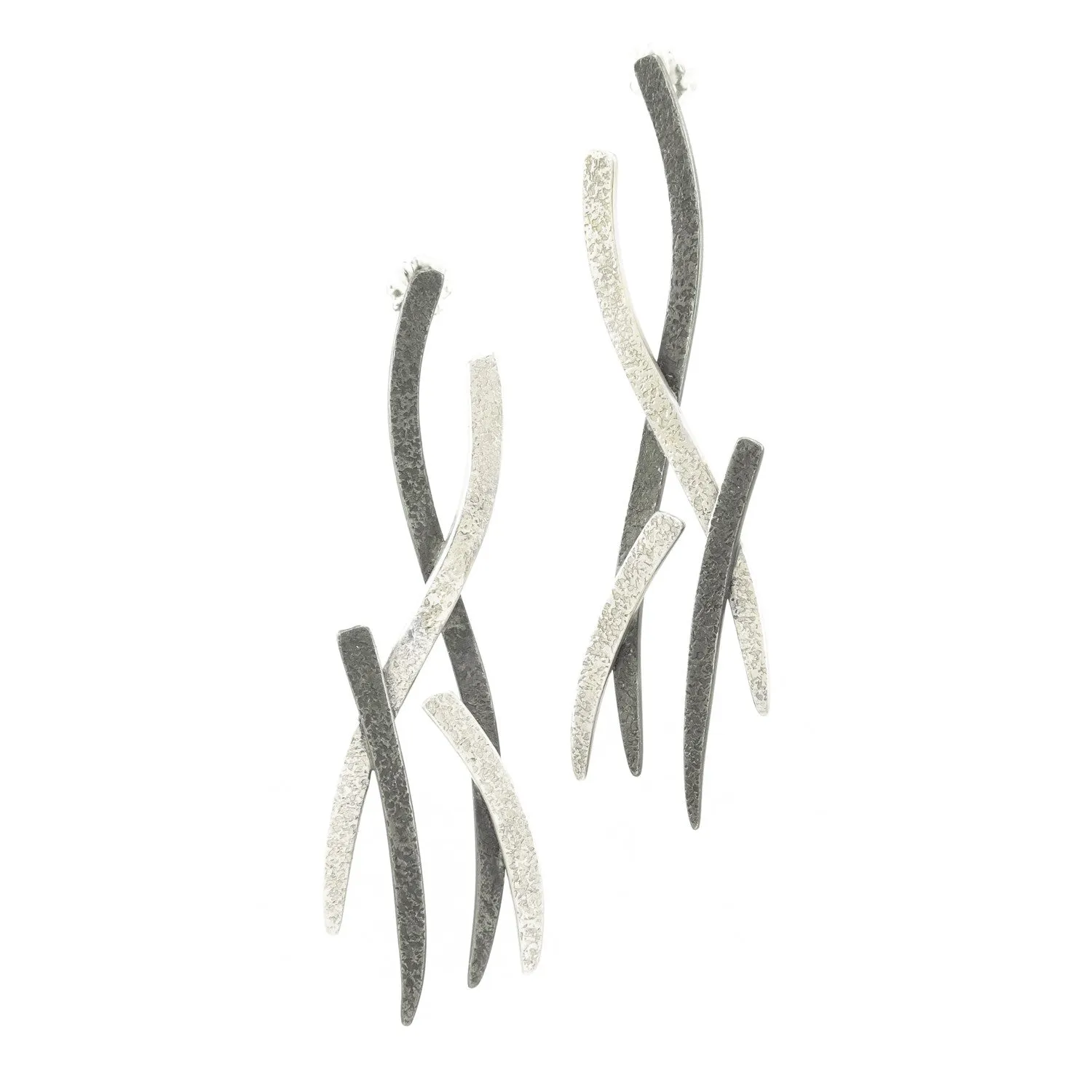 14K Gold & Sterling Silver Woven Earrings