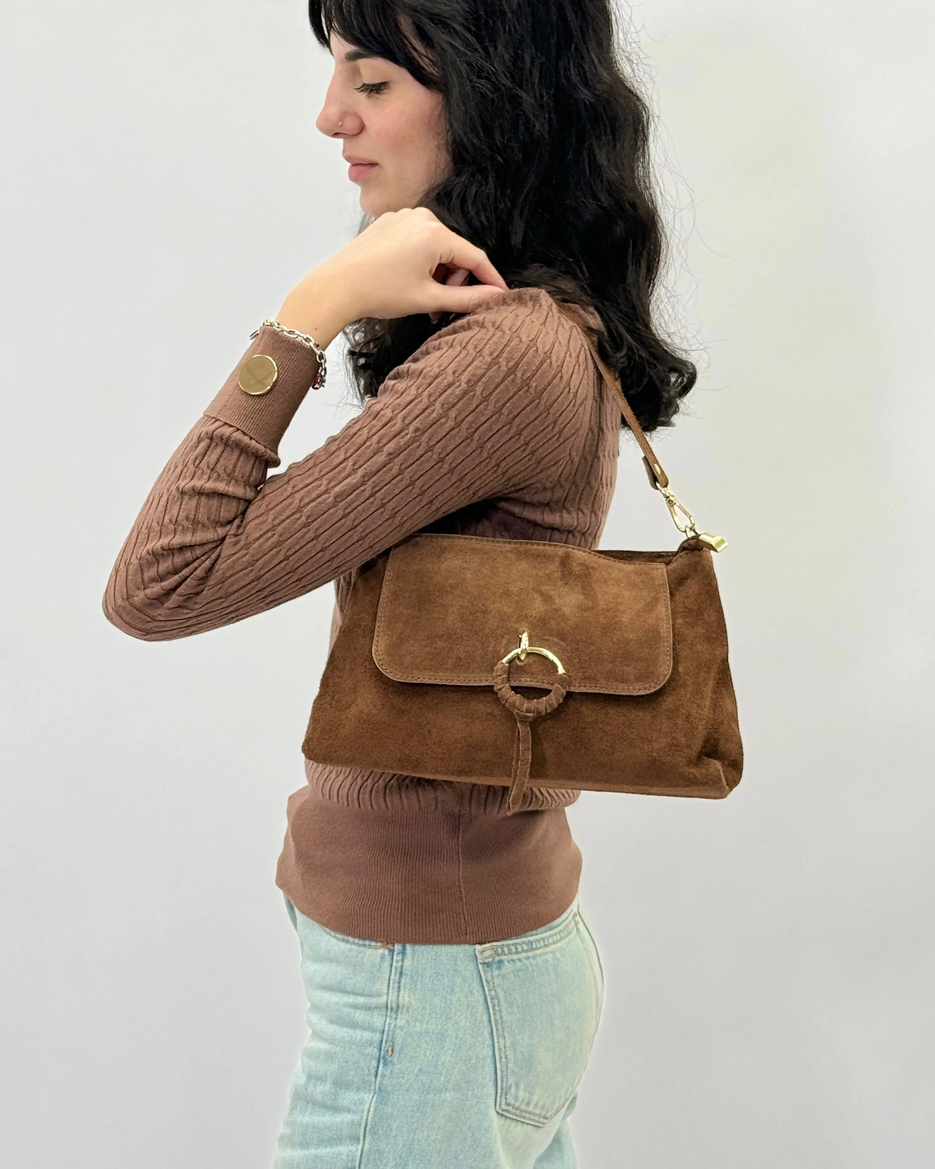 Borsa in suede con fibbia