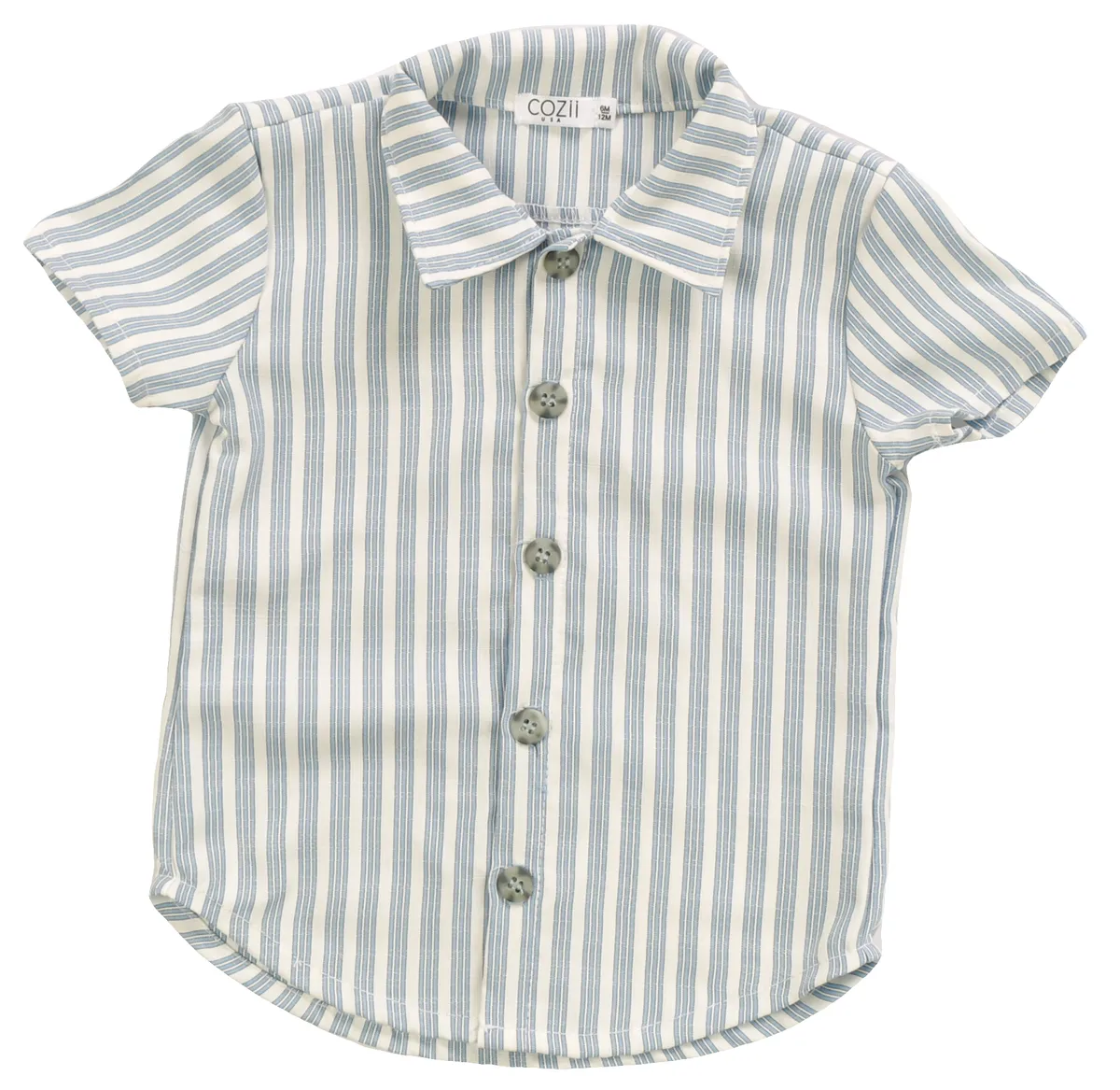 Cozii- Pin Stripe Button Up Shirt (white)