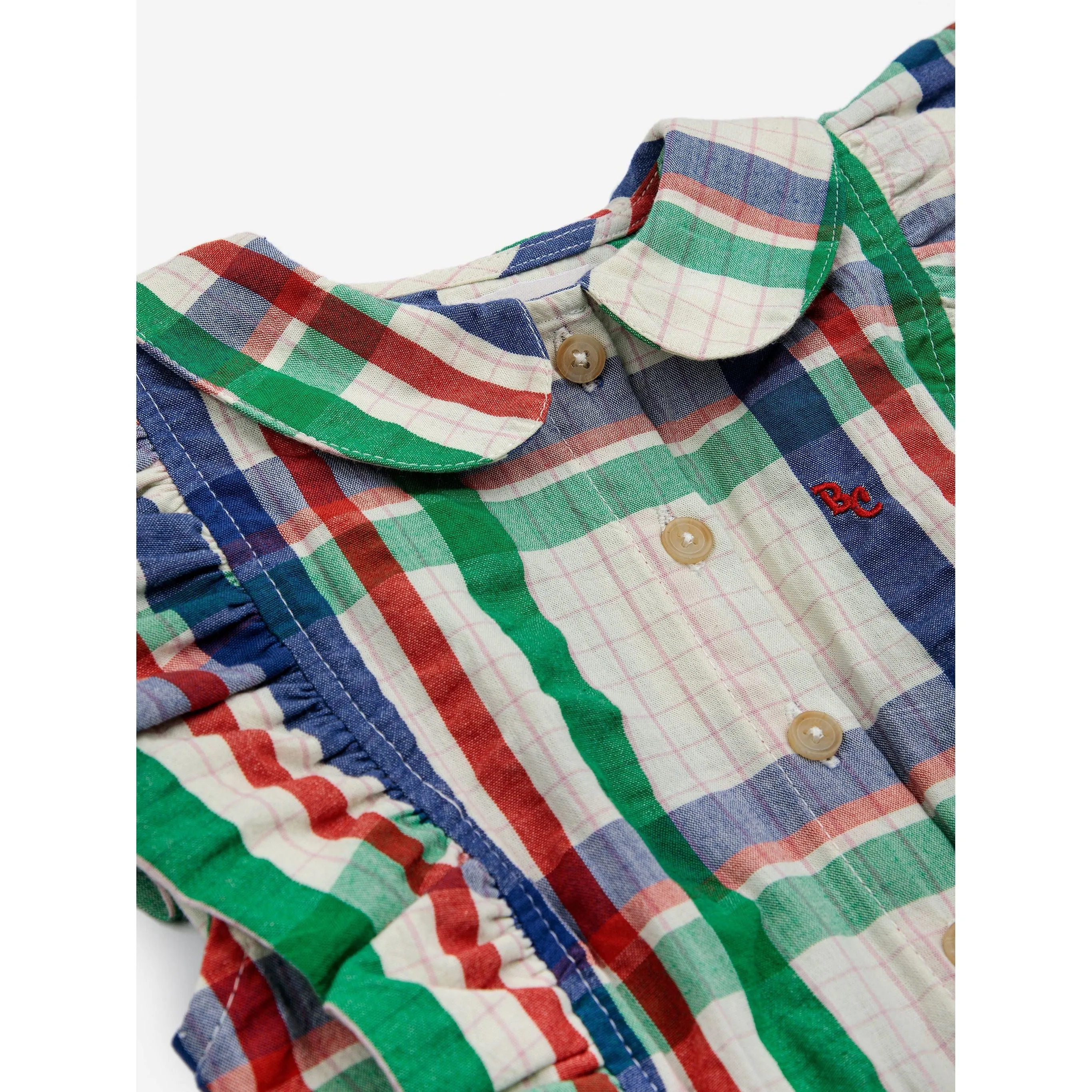 Madras Checks Ruffle Woven Dress