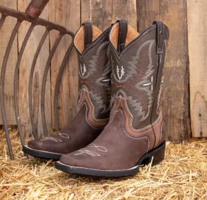 MENS WESTERN LEATHER SQUARE TOE RODEO COWBOY BOOTS