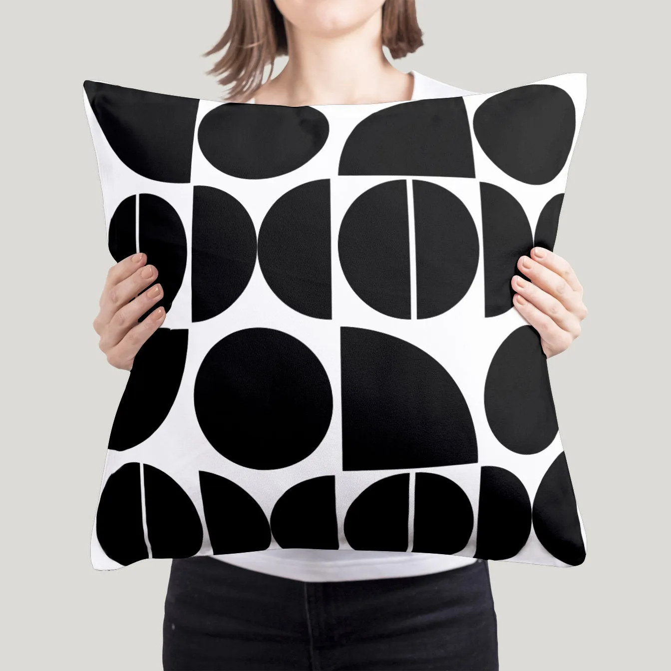 Mid century black and white pillow, cover and insert, abstract shapes modern pillow, home accent pillow