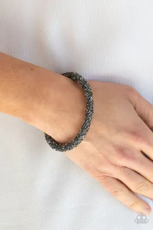 "Roll Out the Glitz" Black Glittery Hematite Rhinestone COIL Flexible bracelet