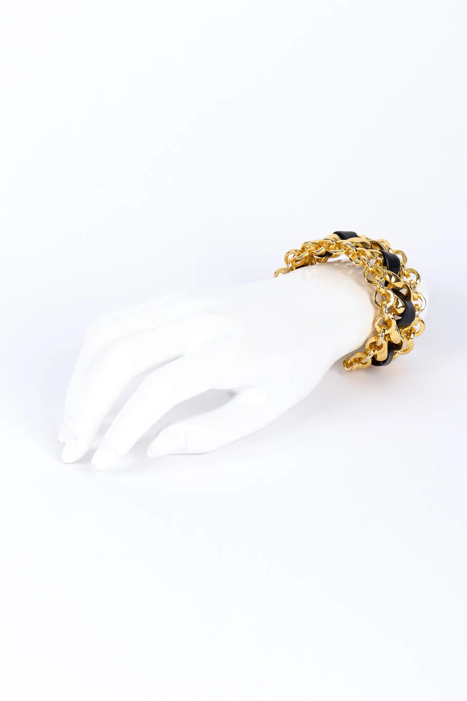 Woven Leather Chain Cuff